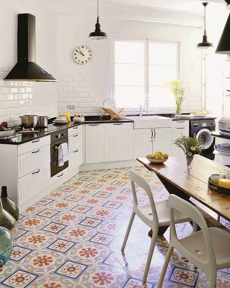 Напольная плитка в скандинавском стиле для кухни