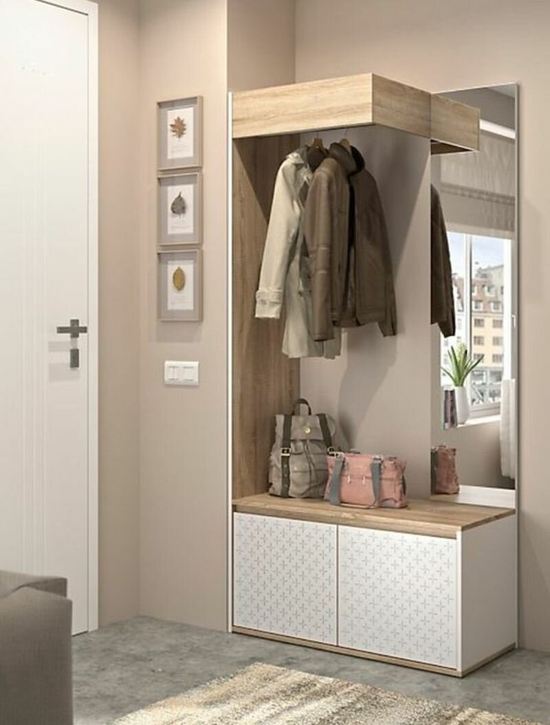 Меблировка бежевой прихожей в современном