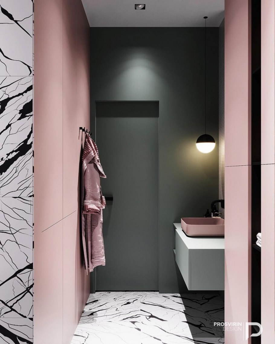 Ванна в серо розовых тонах