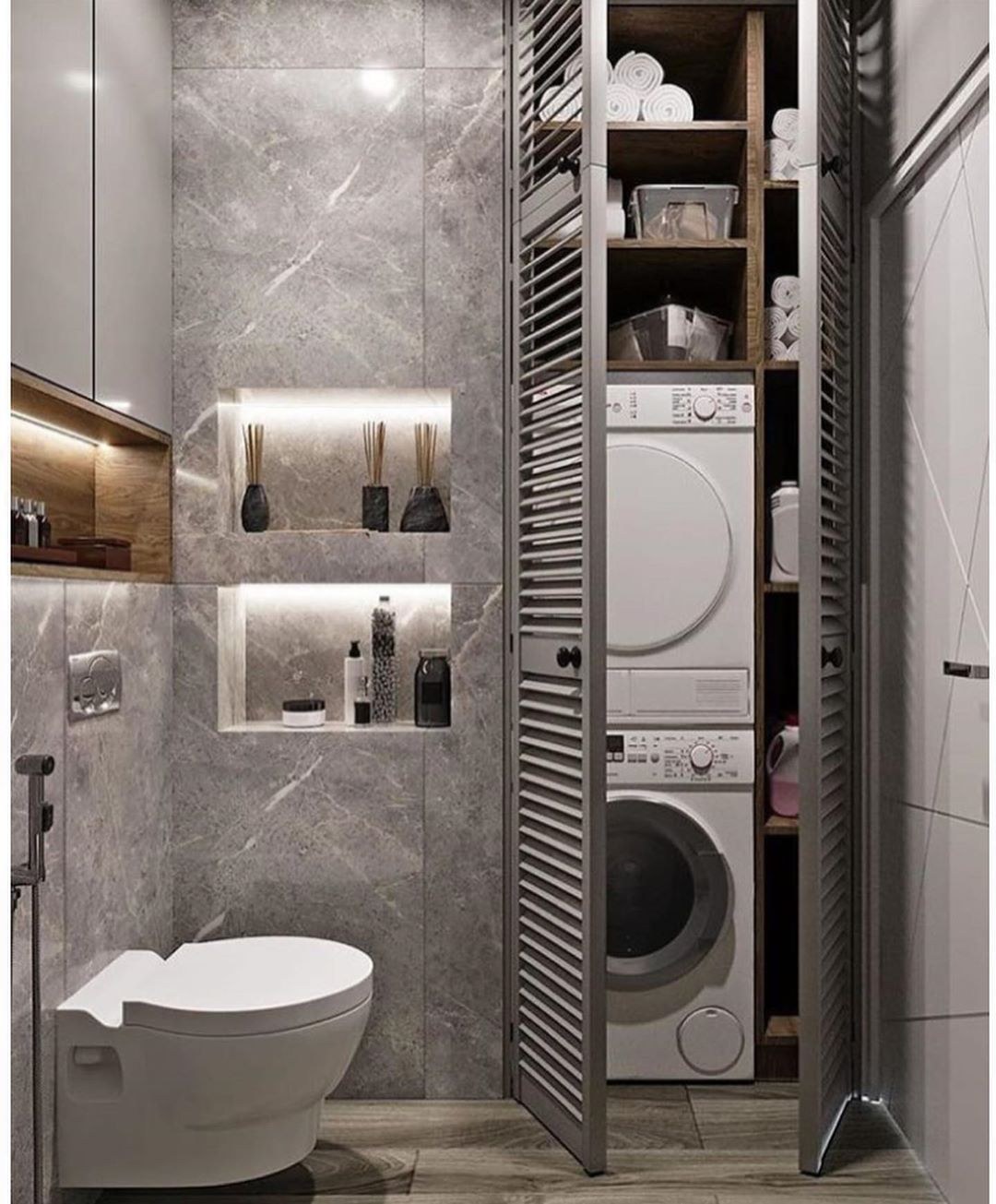 Душевая и унитаз стиральная машина. Современный санузел. Современный шкаф для ванной. Ванная комната с сушильной машиной. Санузел с постирочной зоной.