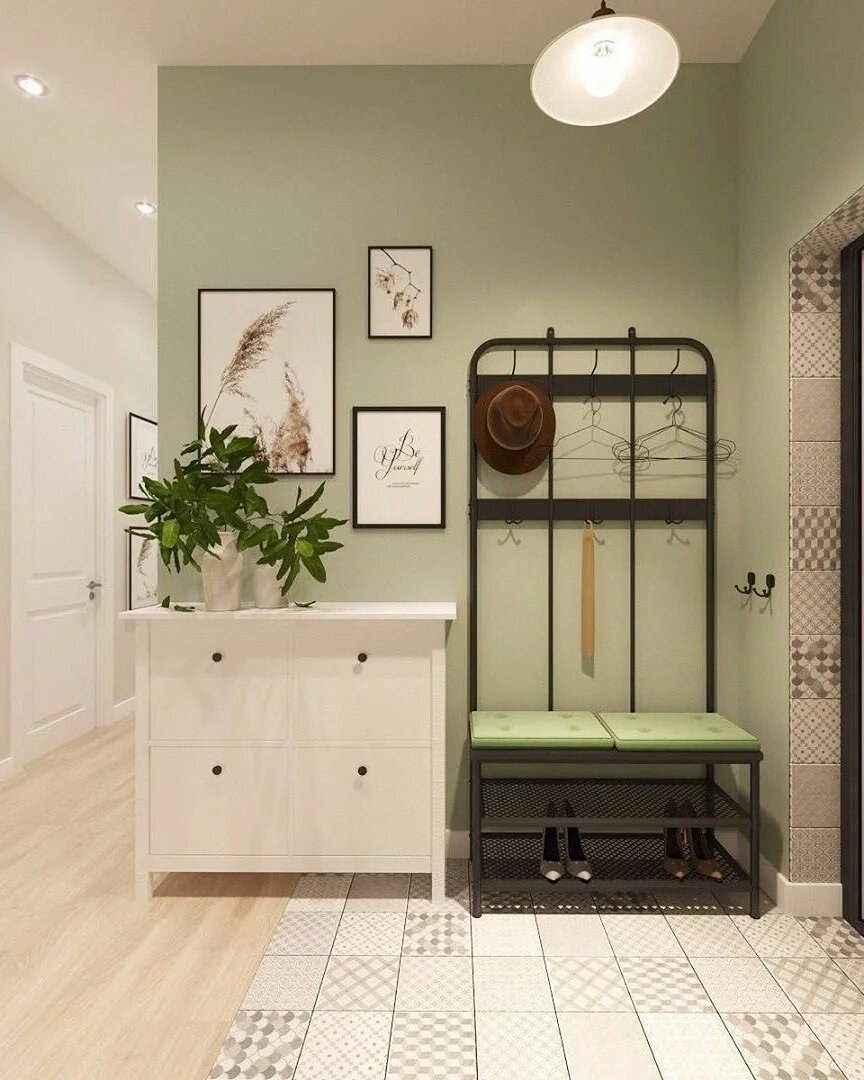 Прихожая в оливковом цвете