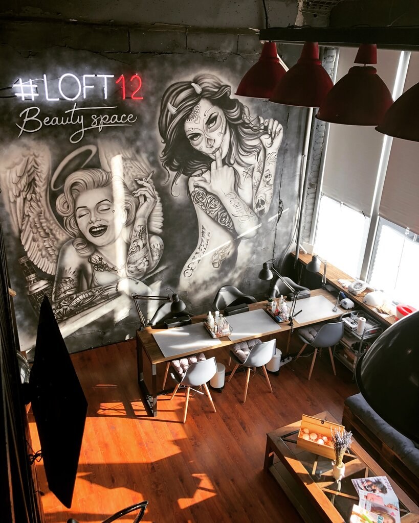 Интерьер салона красоты в стиле лофт