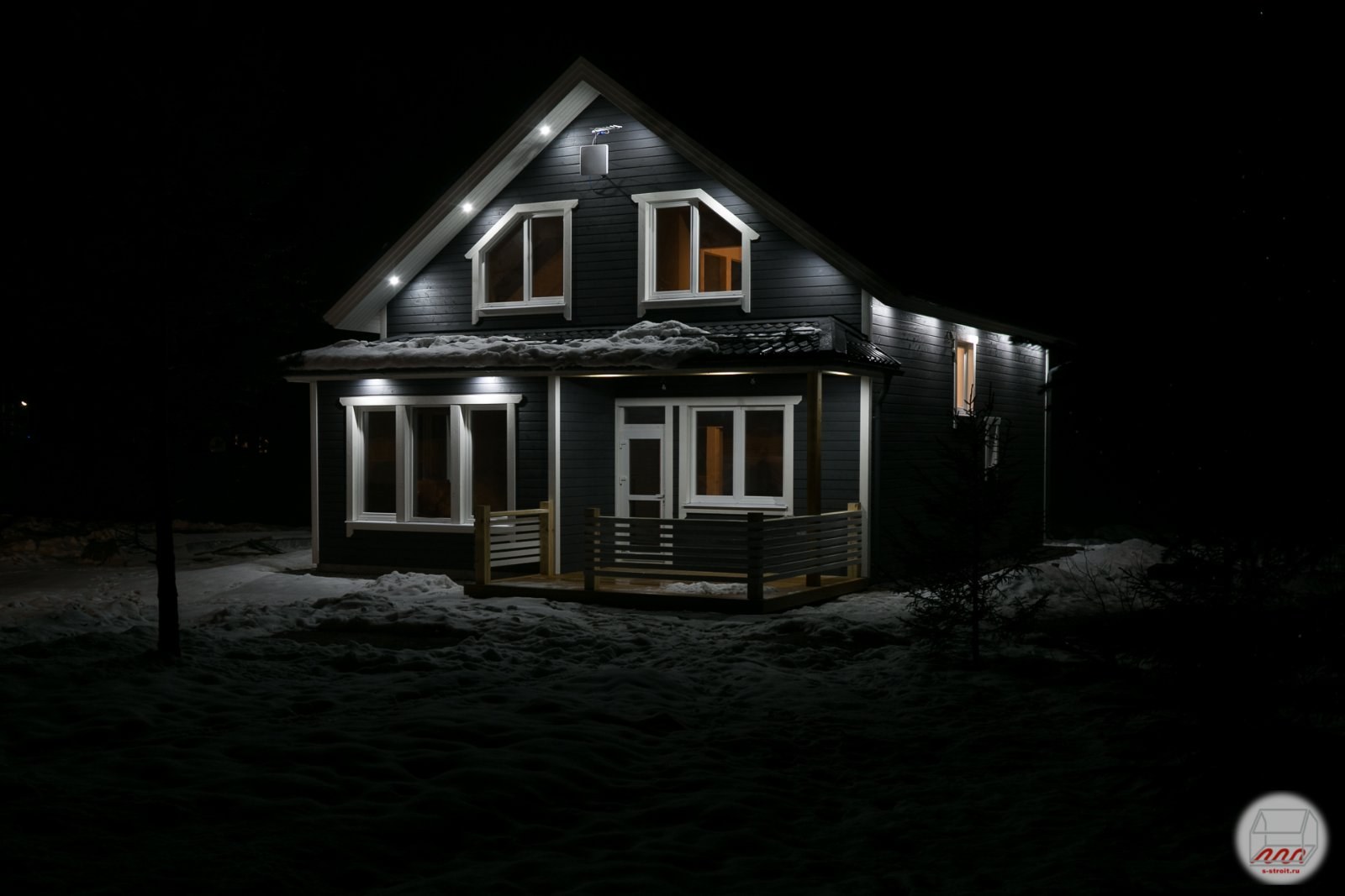 подсветка деревянных домов фото