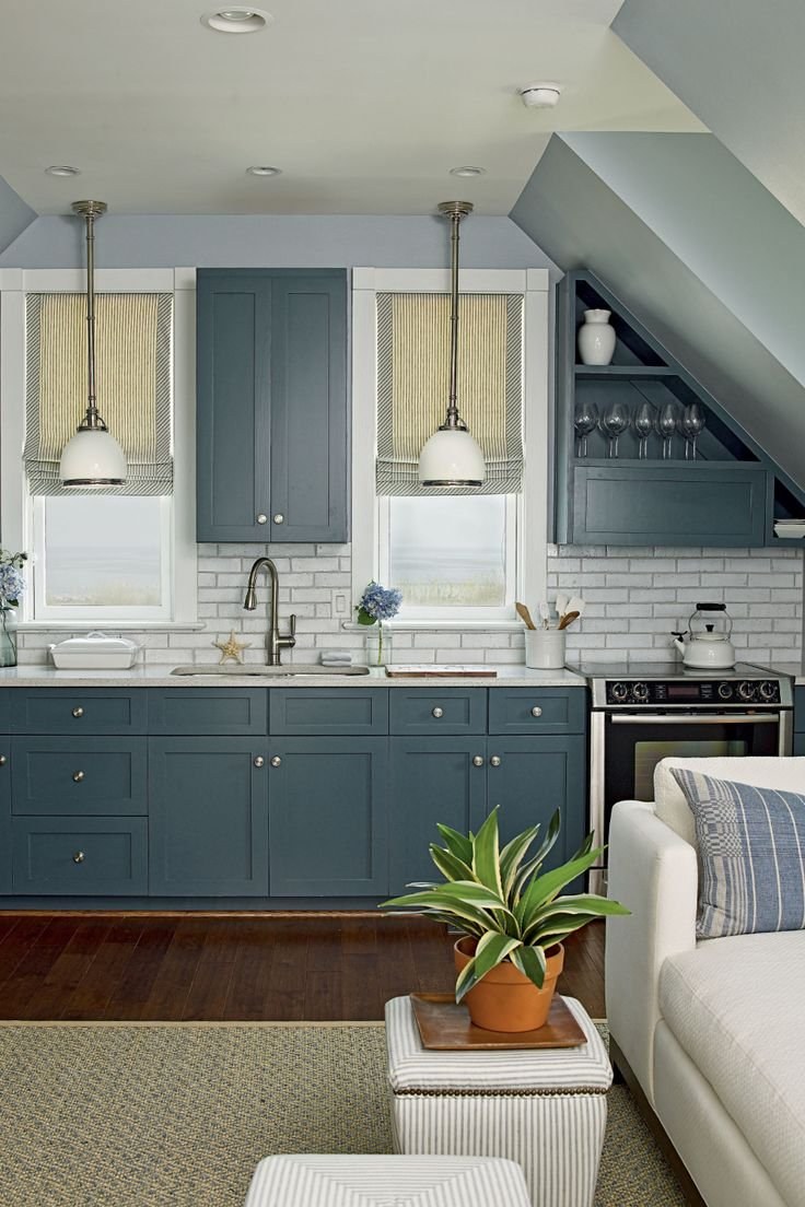 Кухни голубого джинсового цвета