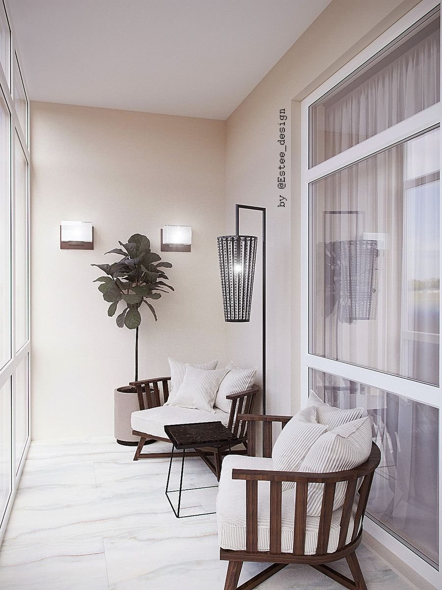 Светлый интерьер лоджии