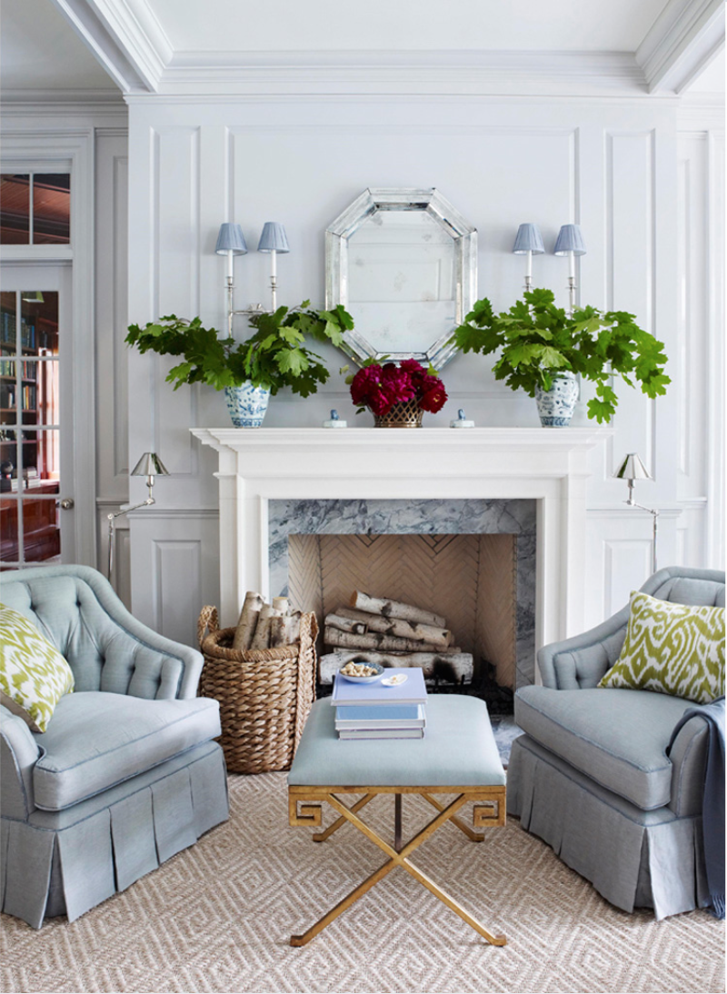 Гостиные в стиле Прованс с камином