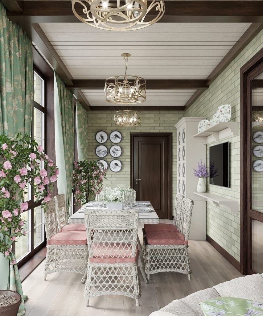 Интерьер дома из клееного бруса в стиле Прованс