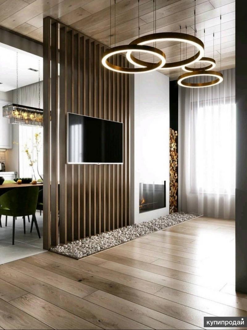 Гостиная с рейками