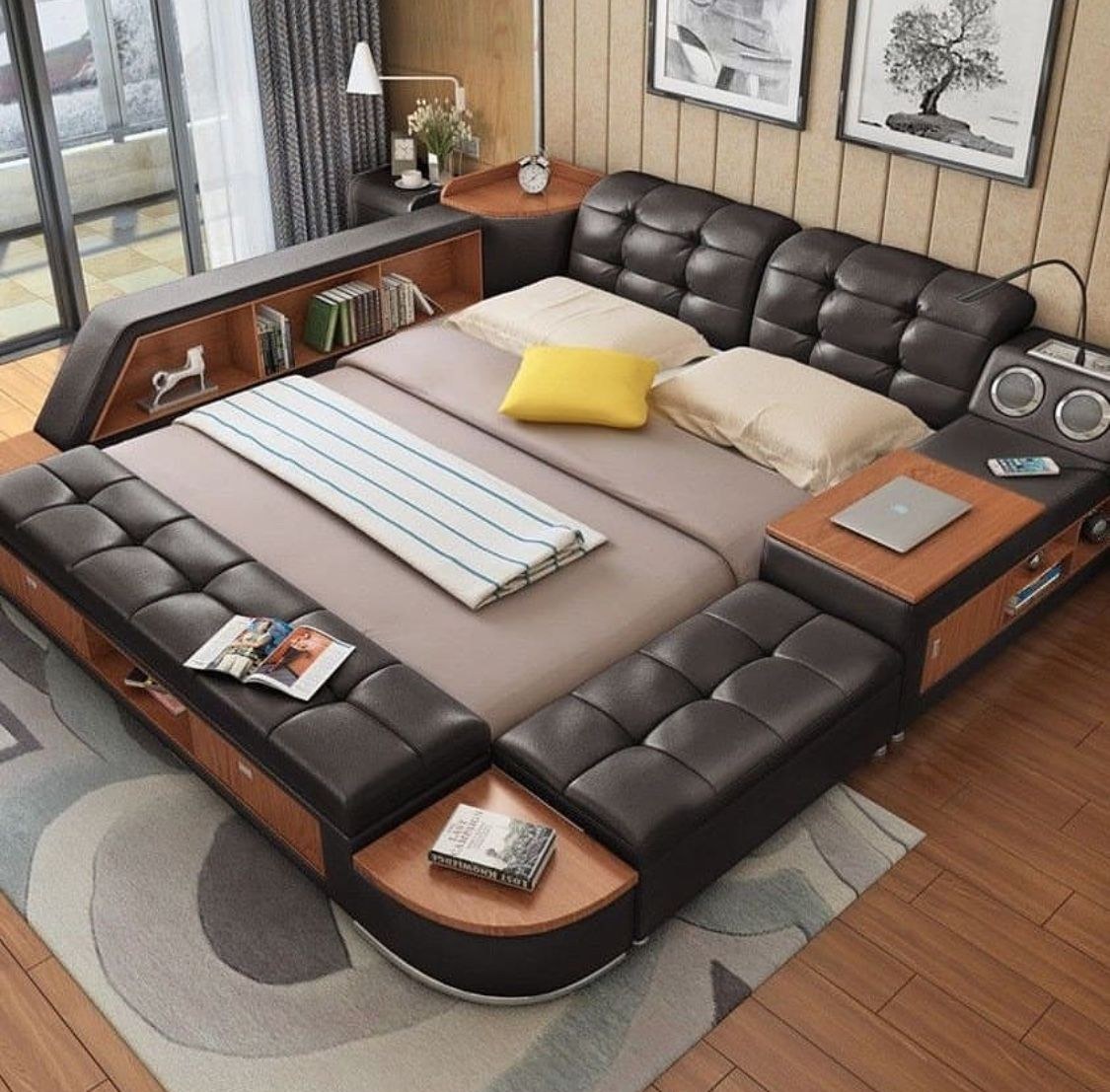 Диваны встроенный столик. Кровать смарт бэд. Многофункциональная кровать. Большая многофункциональная кровать. Многофункциональный диван.