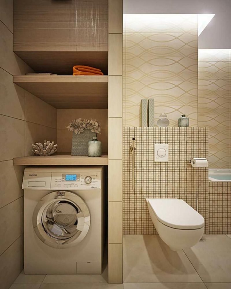 Ванная с туалетом и стиральной машиной