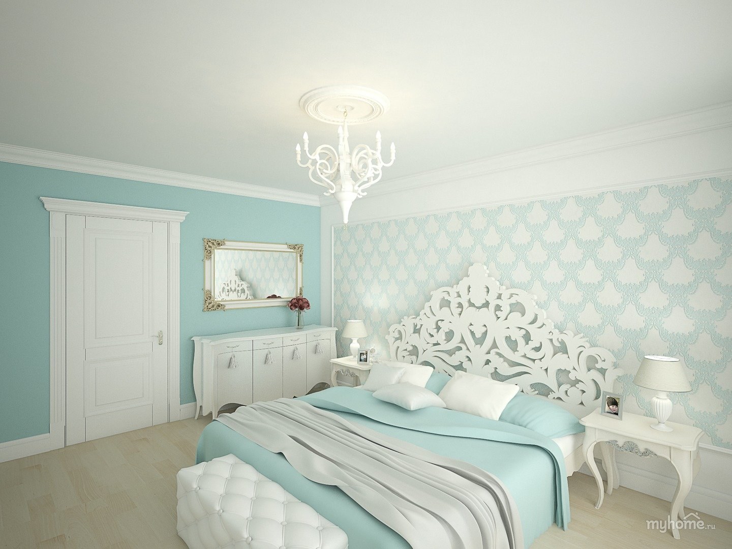 Тиффани дизайн. Спальня в бирюзовом цвете. Спальня в мятных тонах. Бело бирюзовая спальня. Спальня в розово голубых тонах.