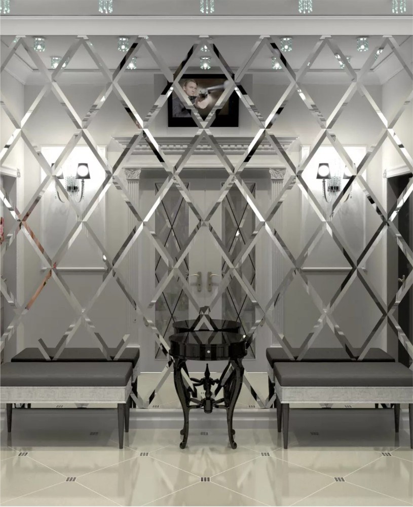 Зеркальная мозаика в интерьере прихожей (76 фото)