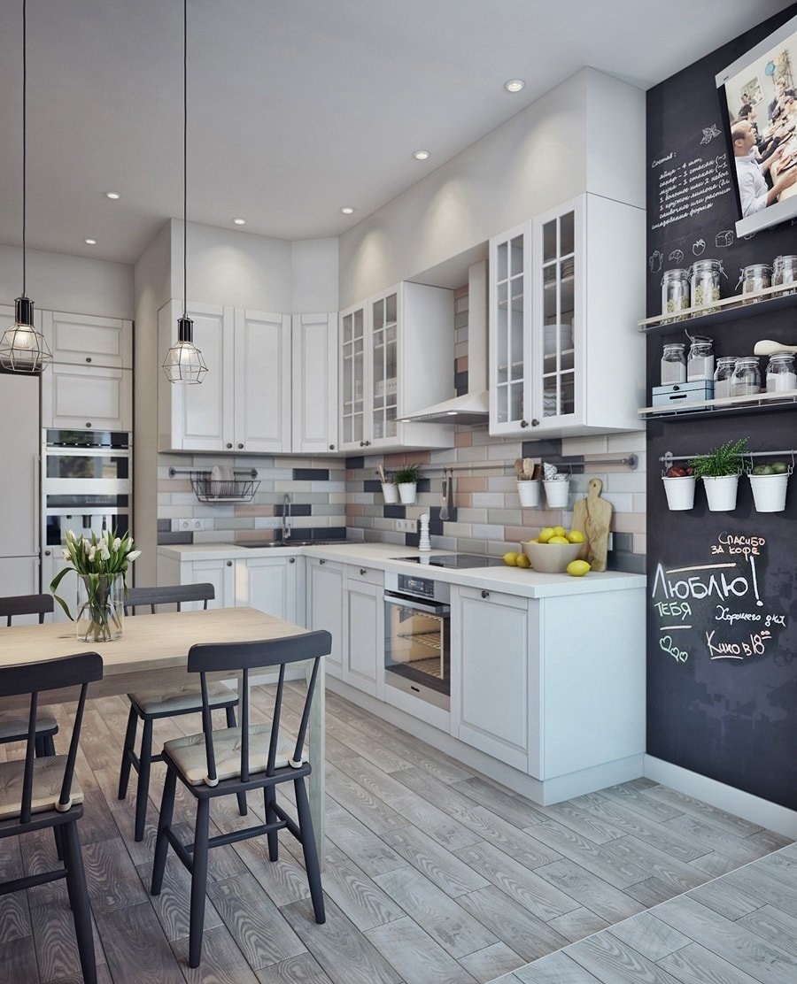 Сканди кухня серая