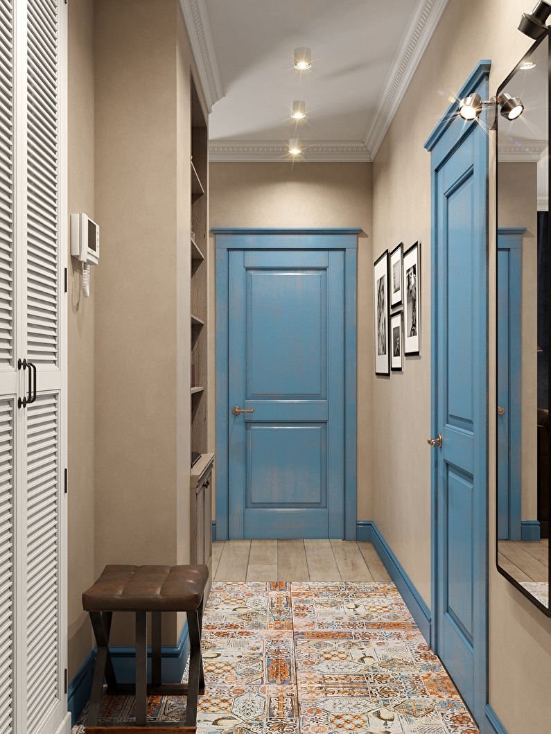 Серо голубая прихожая