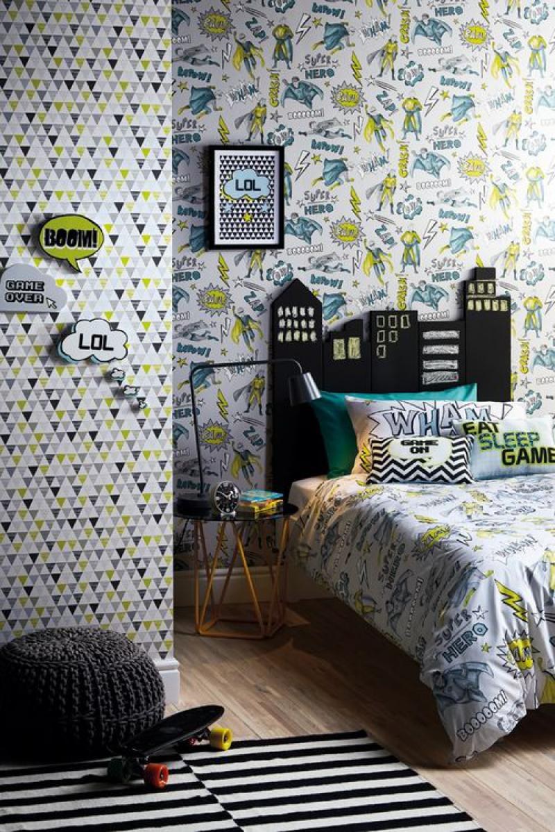 Комбинирование обоев в детской для подростка (80 фото)