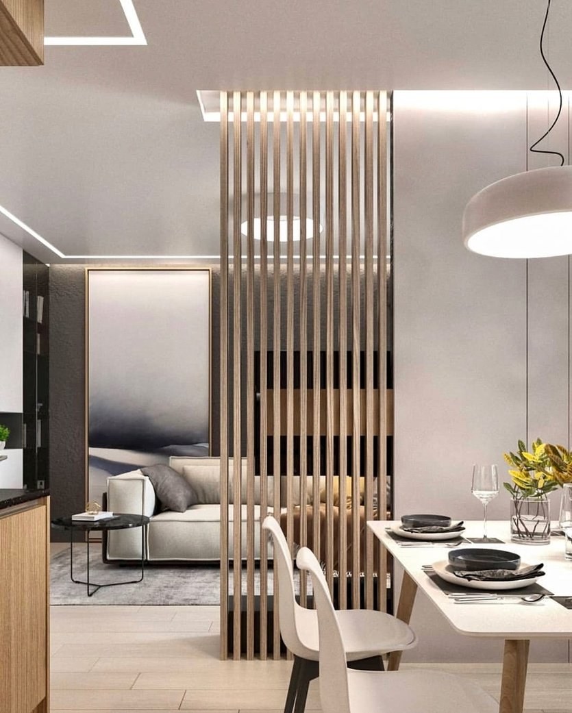 Деревянные рейки в интерьере