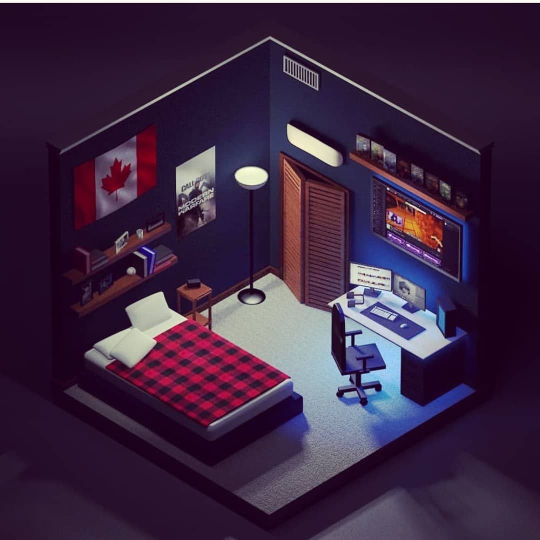My room game. Геймерская спальная комната. Спальня геймера. Комната геймера с кроватью. Дизайнерская комната.