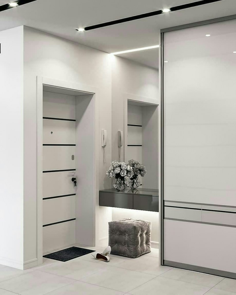 Серо белая прихожая (76 фото)