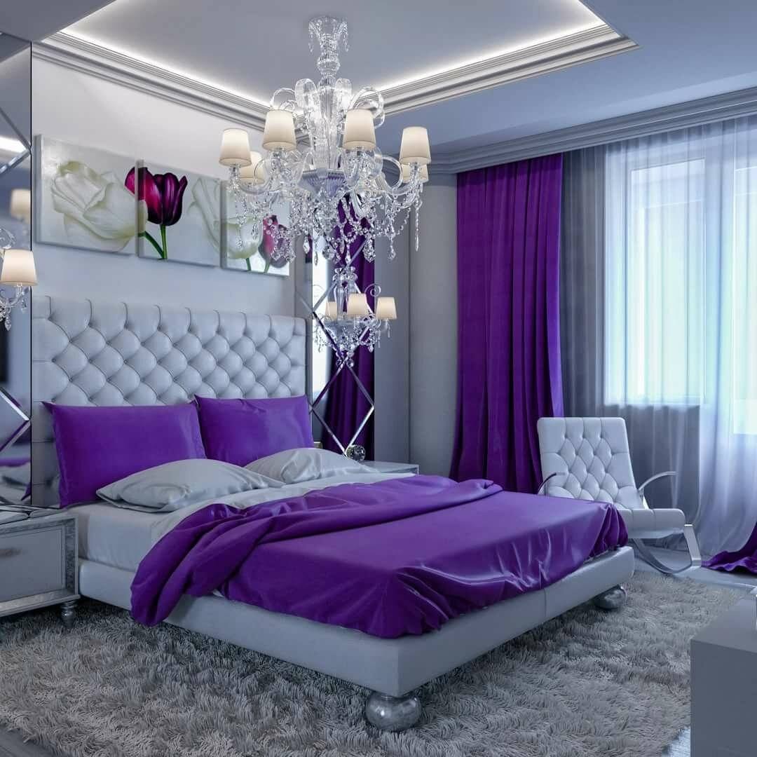 Фиолетовый с серебром в интерьере