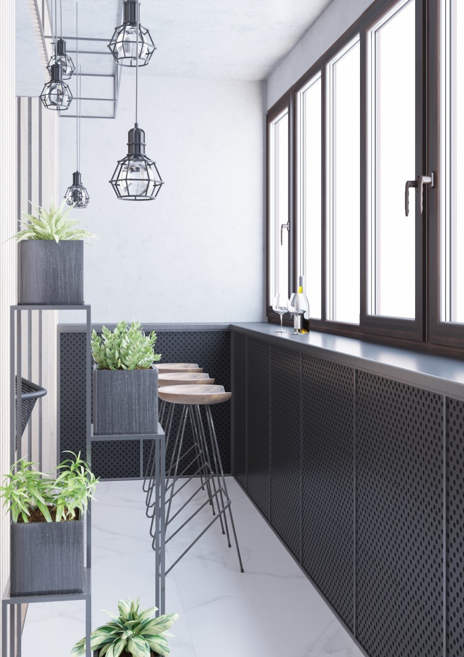 Балкон в стиле лофт