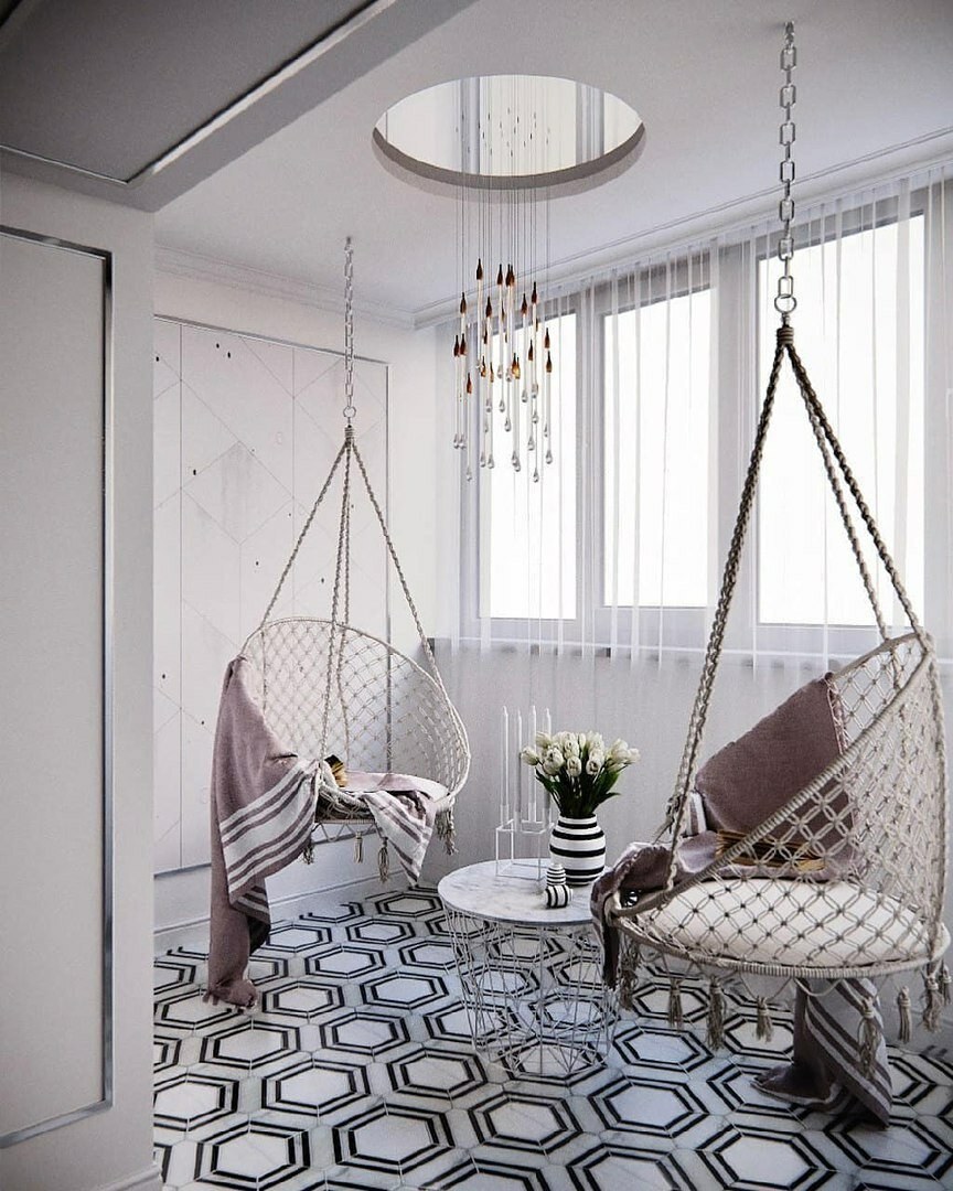 Подвесное кресло в интерьере