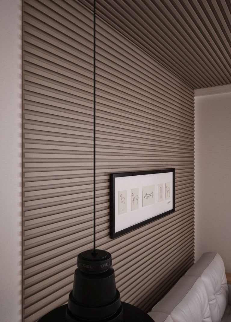 Деревянные рейки в гостиной