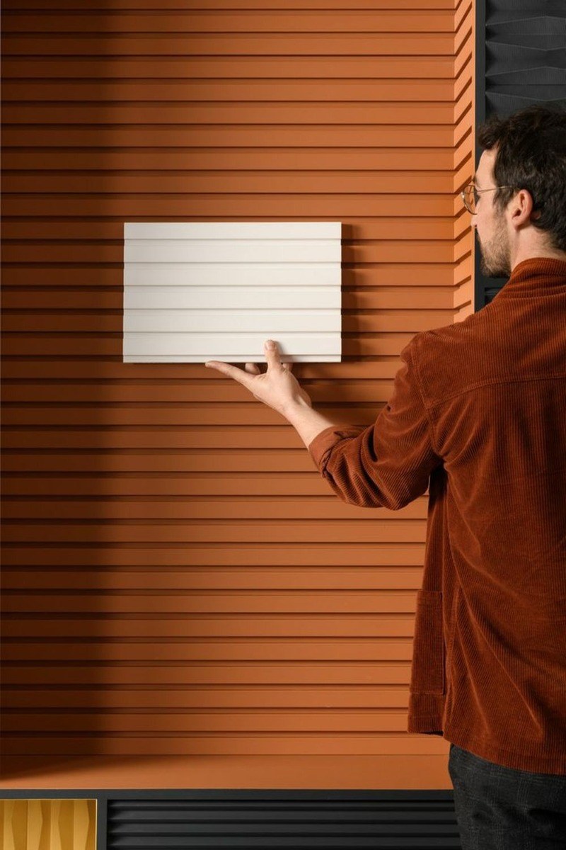 Шпонированные панели Topperfo Micro Ulme Stone Edition Acoustic Wood Panel