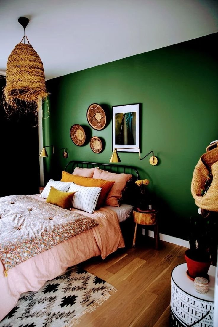 Спальня в оливковом цвете