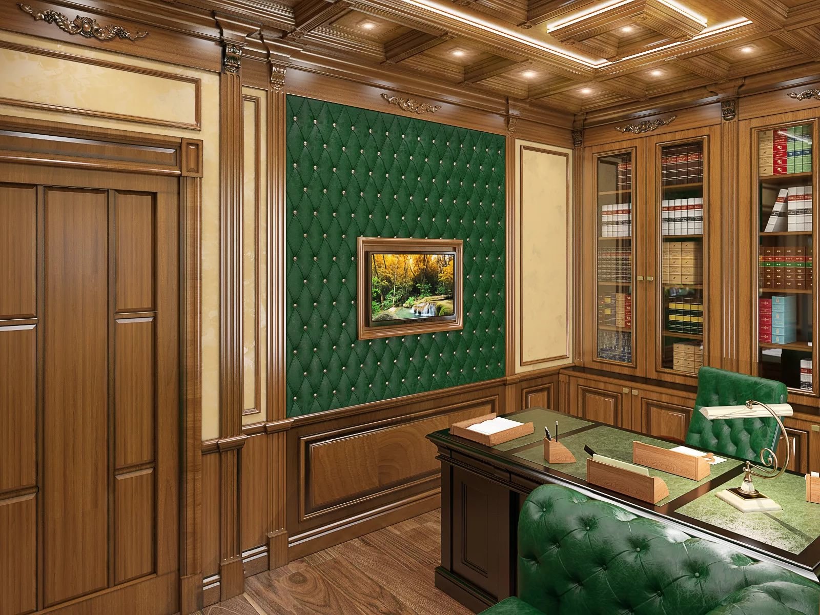 Инте кабинет. Кабинет с зелеными стенами. Дизайн кабинета. Кабинет в зеленых тонах. Кабинет руководителя в английском стиле.