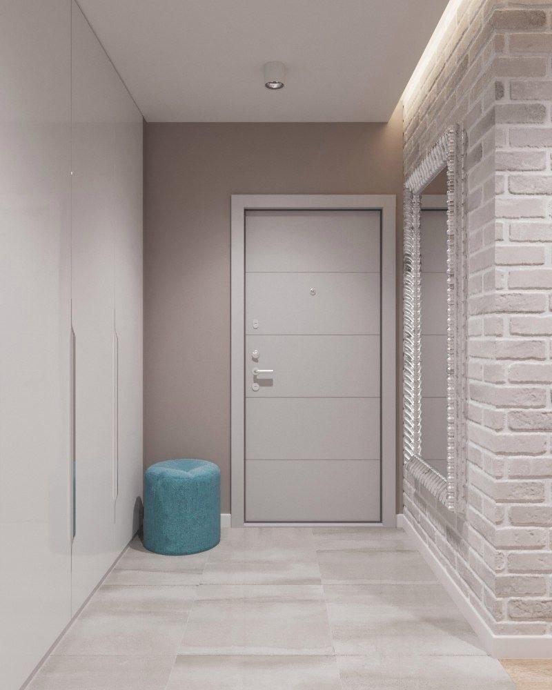 Серый кирпич в коридоре