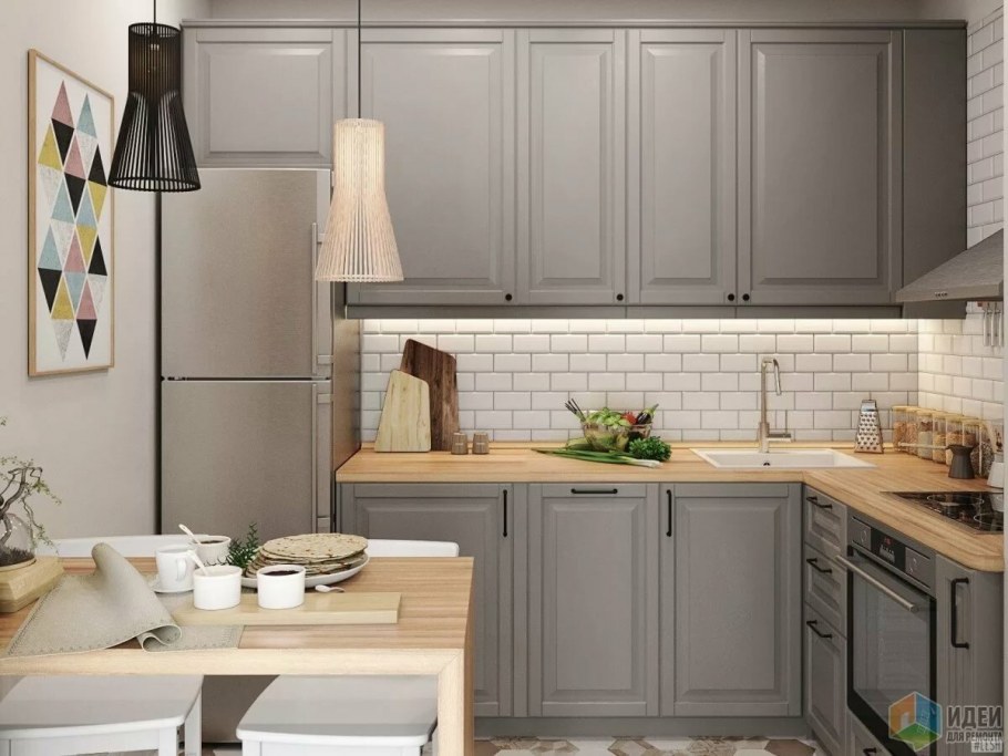 Серо коричневая кухня