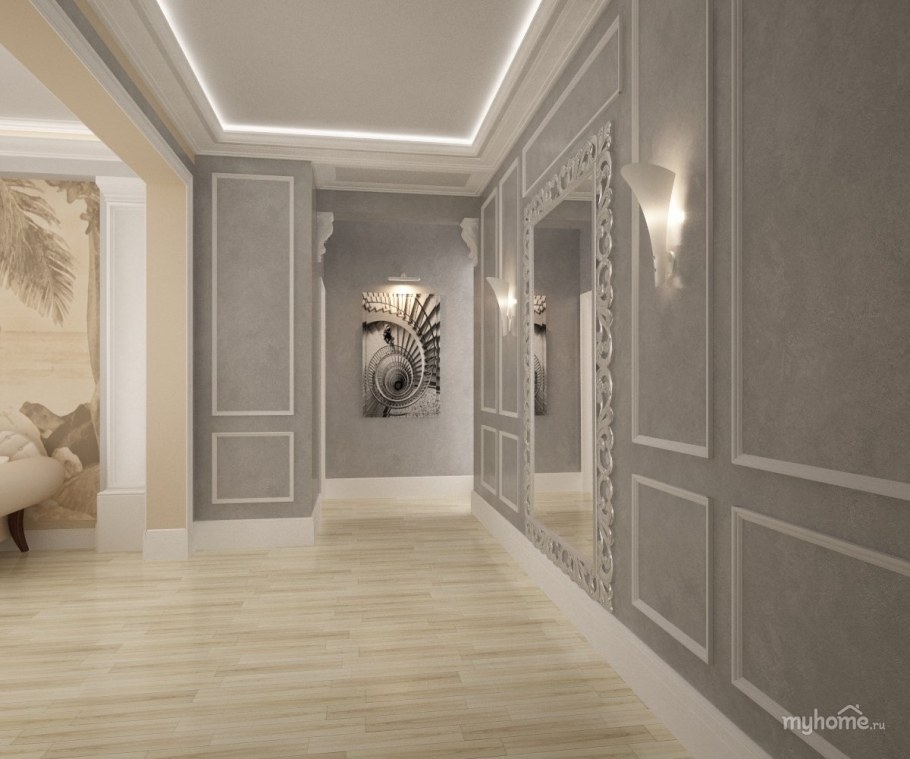 Светлая прихожая с молдингами