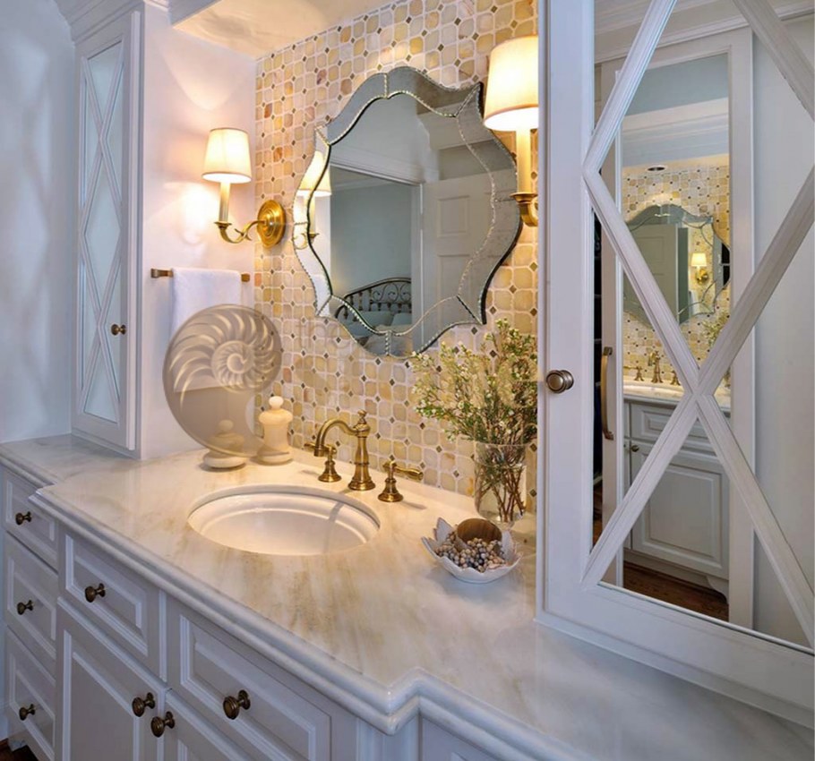 Зеркало в ванной комнате интерьер