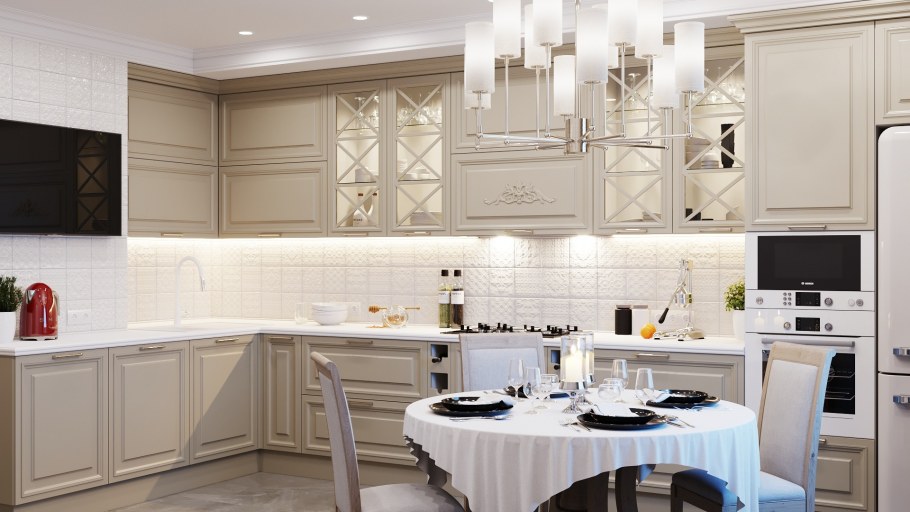 Кухня в стиле Неоклассика угловая