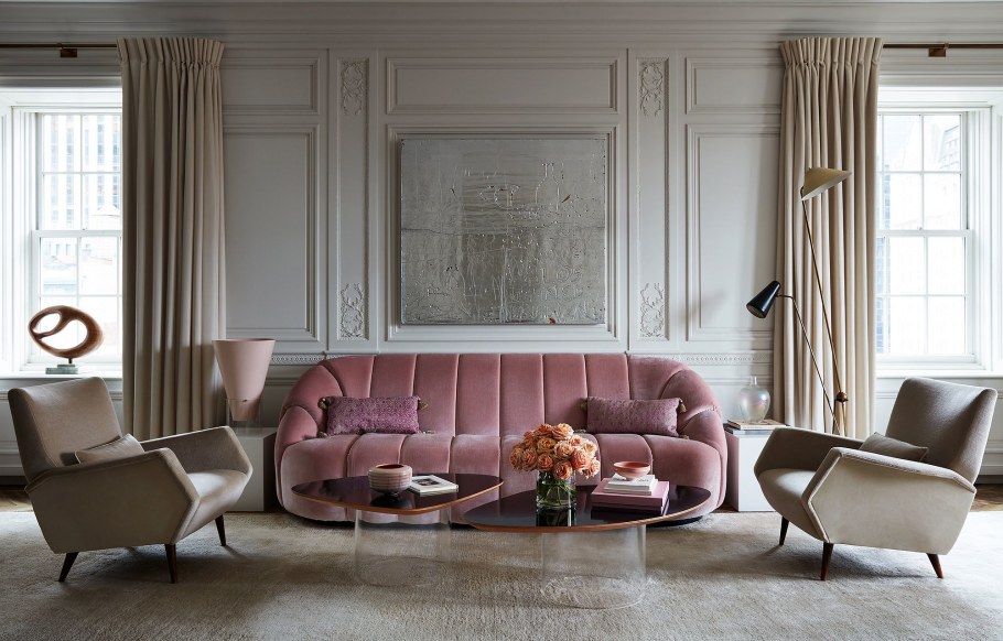 Гостиные в пудрово розовых тонах
