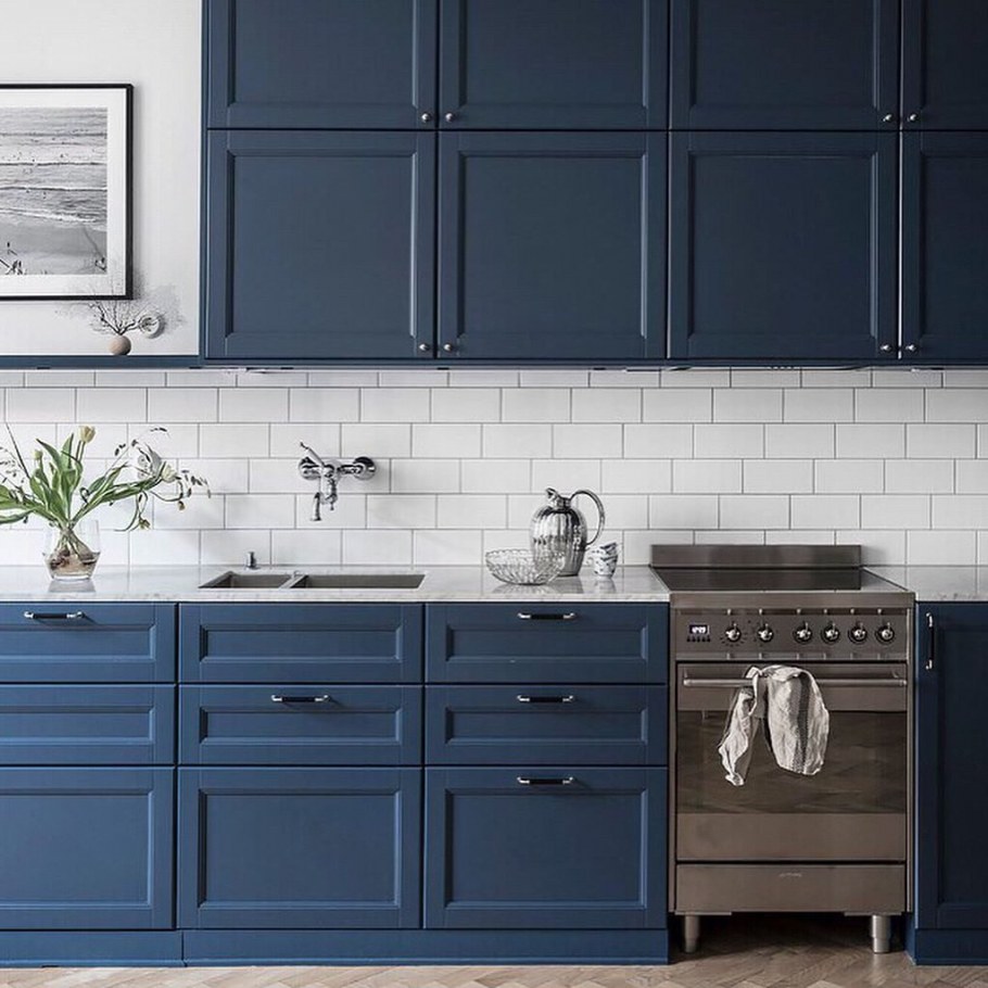 Кухня икеа Акстад синяя