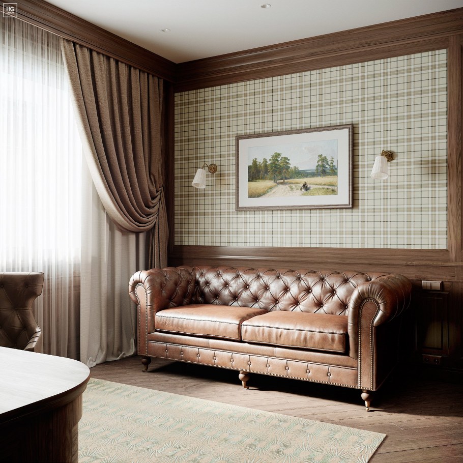 Домашний кабинет с диваном