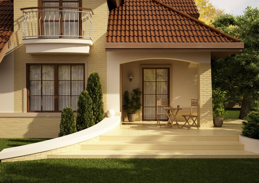 Дом песочного цвета