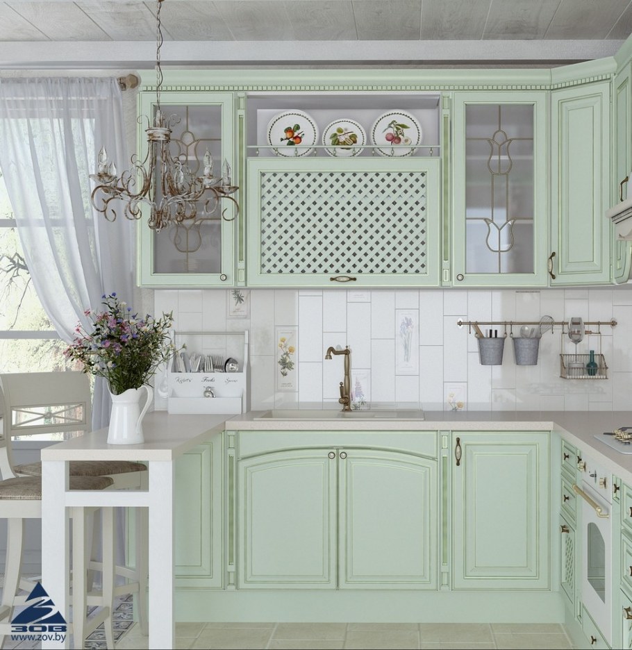Кухня Прованс зеленая Лорен