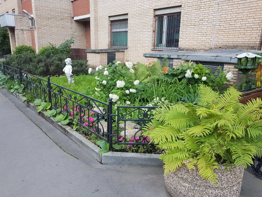 Клумбы возле подъезда