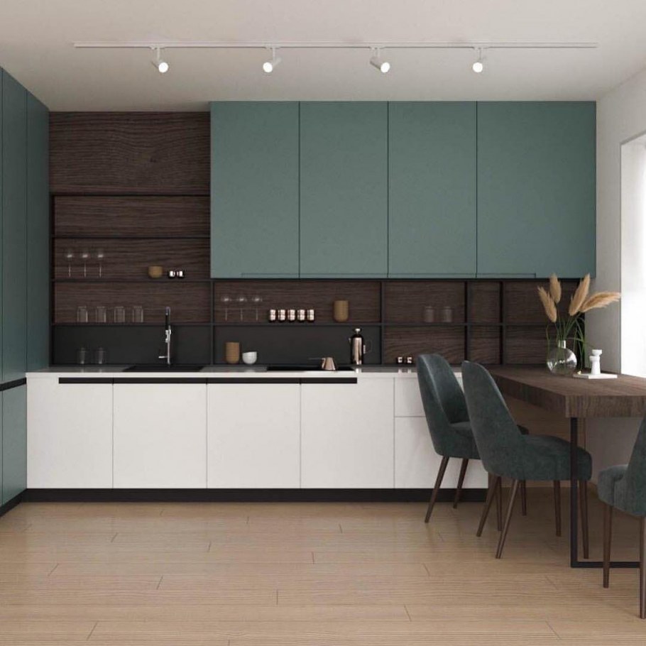 Сине зеленая кухня