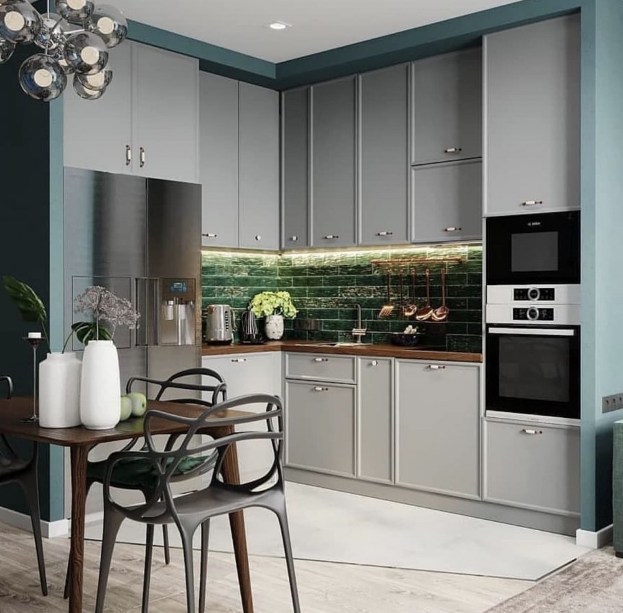 Кухня изумрудного цвета
