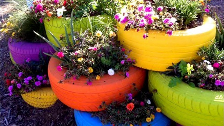 Клумбы из подручных материалов