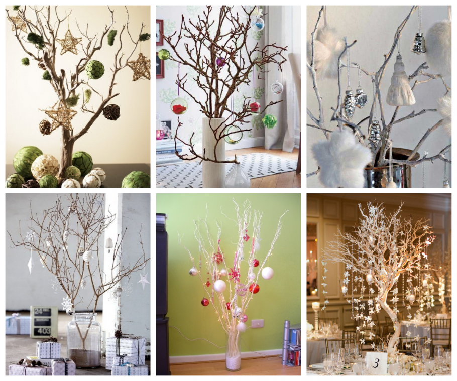 Новогодний декор с ветками деревьев