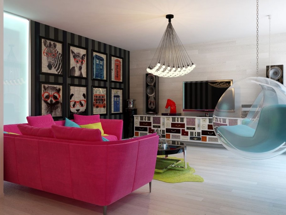 Интерьер гостиной в стиле поп арт