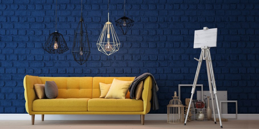 Интерьер в желто голубых тонах