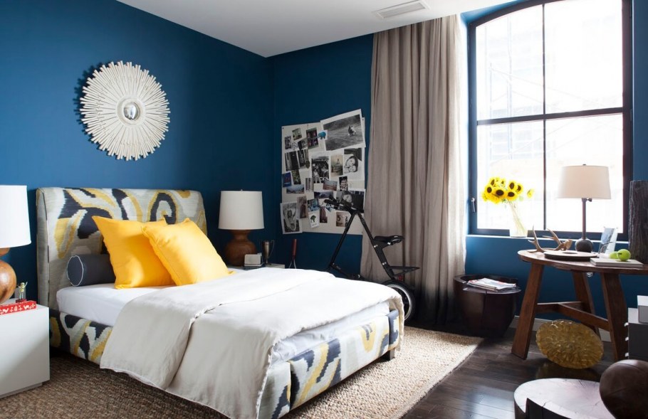 Сине желтый интерьер