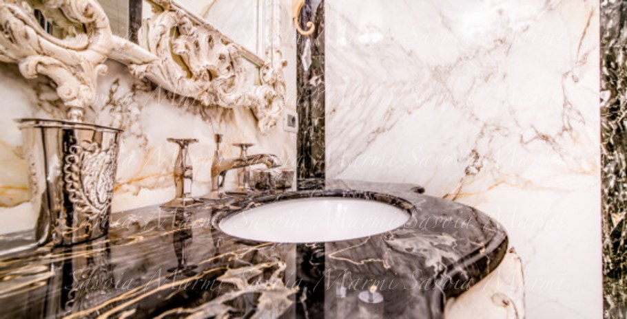 Мрамор Неро Порторо ванная комната