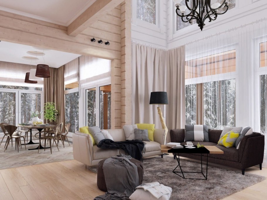 Дом из клееного бруса интерьер второй свет