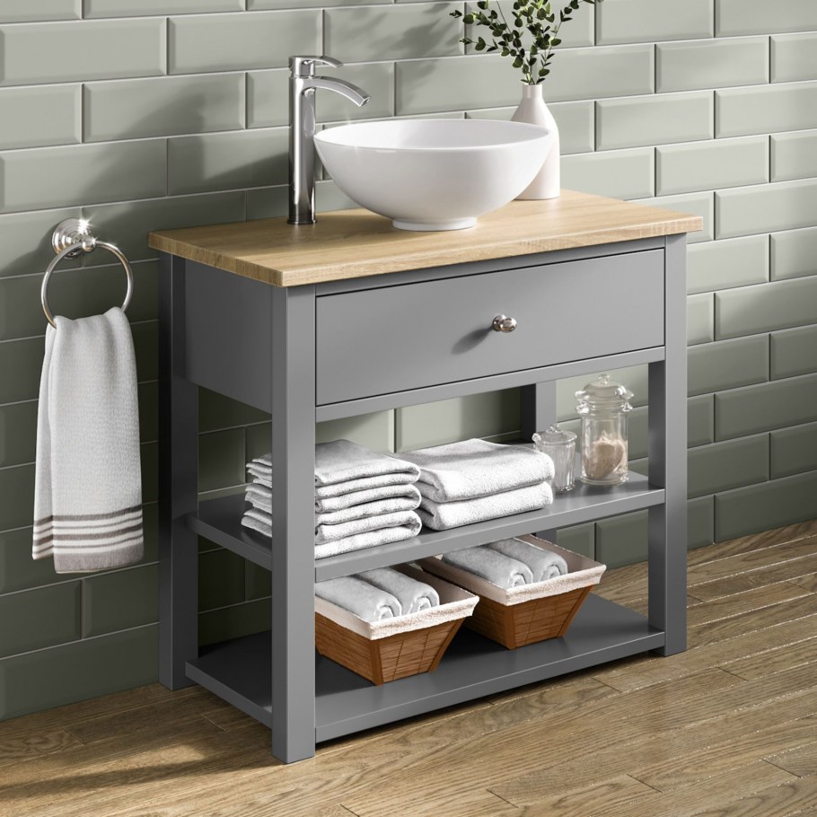 Открытая тумба под раковину в ванную